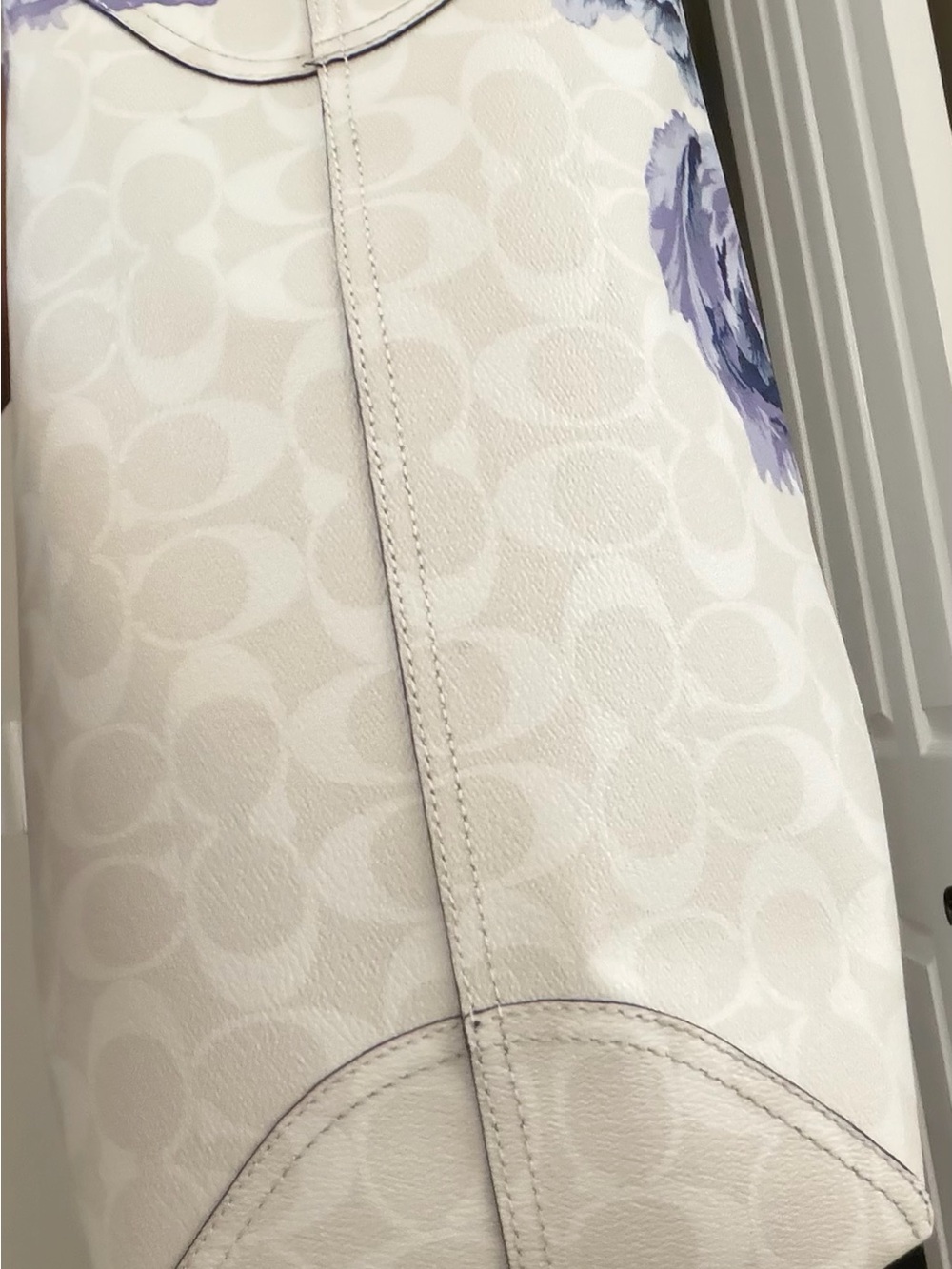 Coach Blue Floral Signature Canvas Tote with Leather Trim - Picture 5 of 5